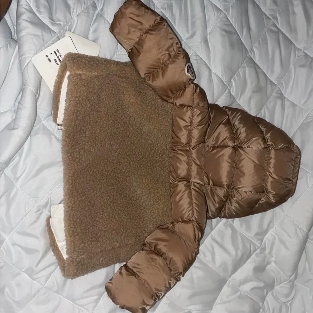 Moncler Kids Tan Sherpa & Puffer Hooded Jacket